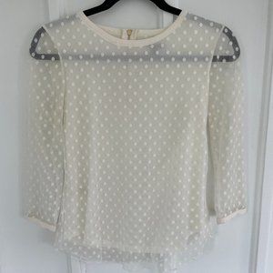 Ann Taylor Mesh Polka Dot Blouse | Color: White/Cream | Size: XS